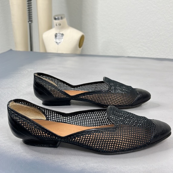 Giorgio Armani Shoes - Giorgio Armani Mesh Leather Toe Cap D’Orsay Flats